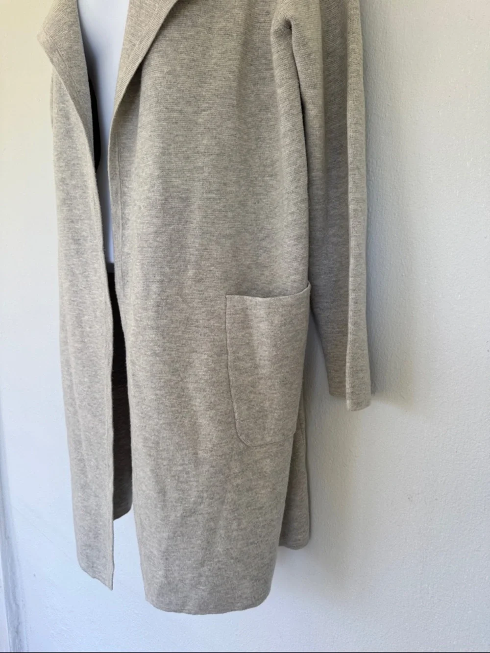 J. Crew light gray wool blend longline draped waterfall cardigan size small